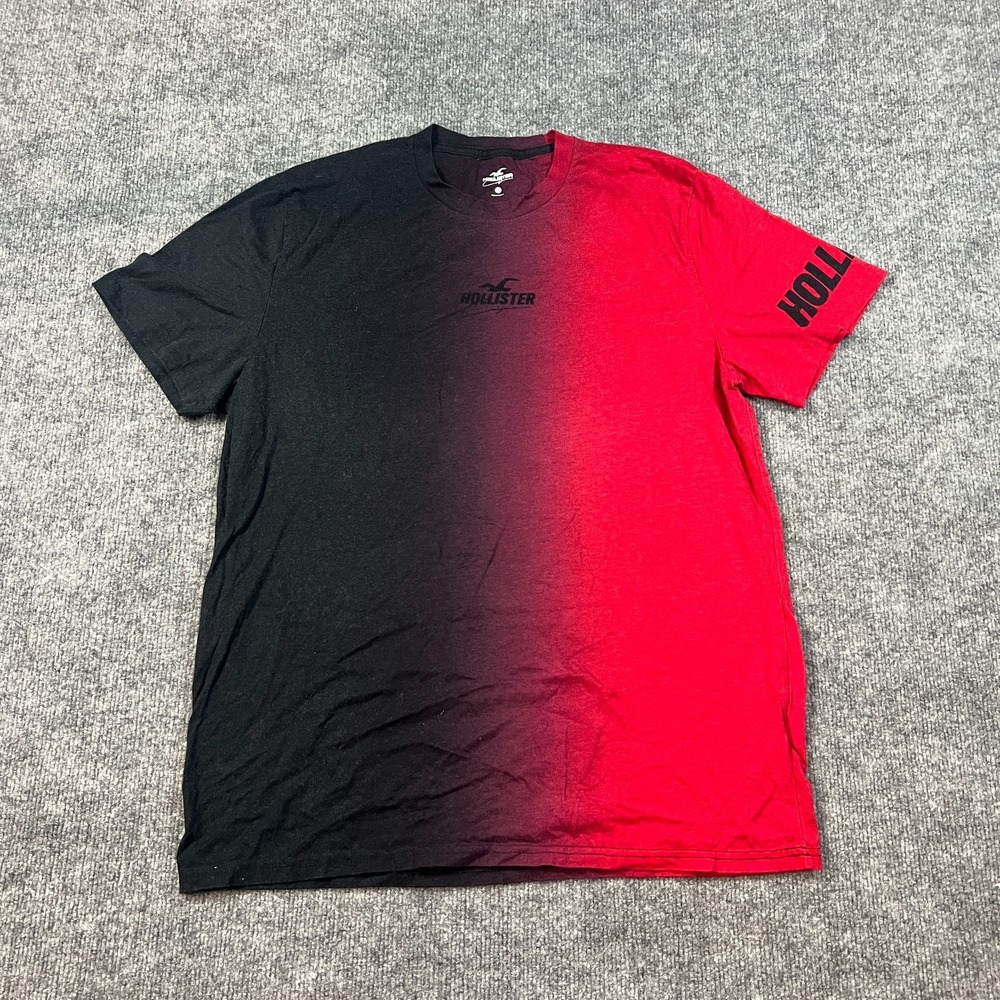 Hollister Original T-Shirt Mens XL Black Red Embroidered Logo Crew Neck Casual